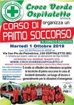 CORSO PRIMO SOCCORSO 2019